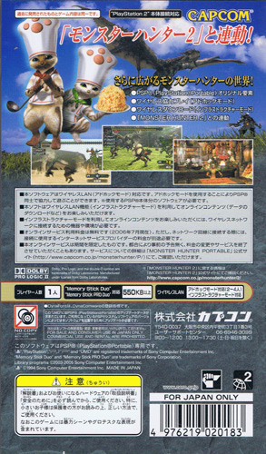 Back cover / image - Monster Hunter Portable (Best)